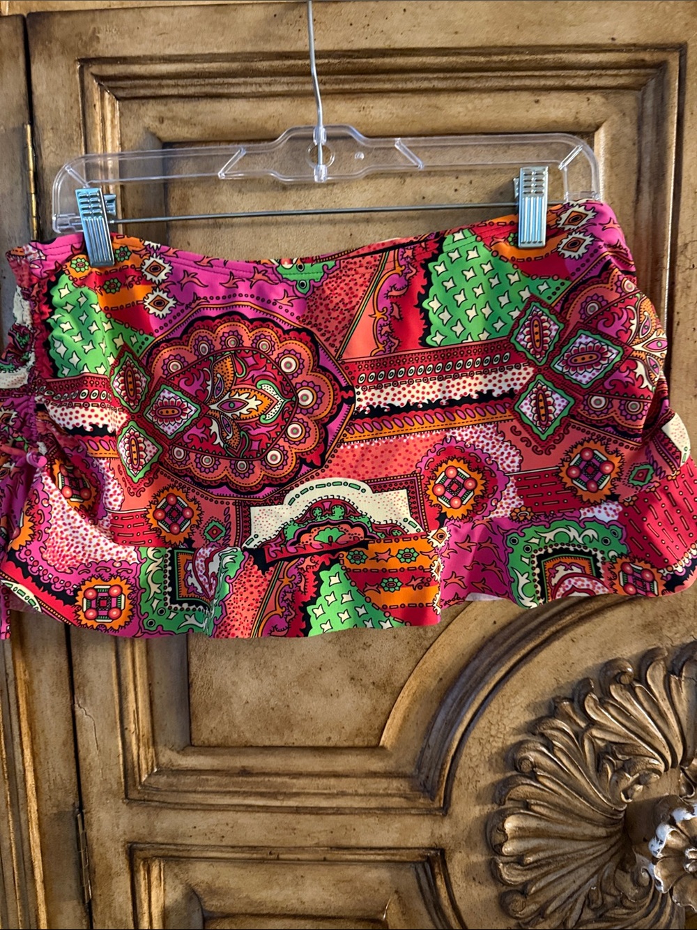 Colorful Paisley  Swim Skirt- Pink & Green